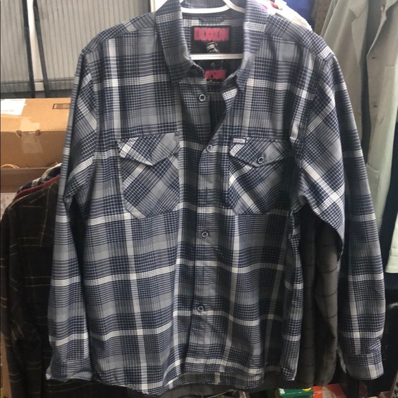 DIXXON Other - DIXXON “The Paulson” Navy Blue Gray and White Flannel Shirt